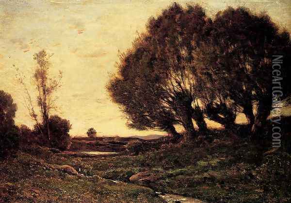 A Wooded Landscape With A Stream Oil Painting - Henri-Joseph Harpignies