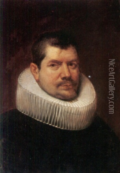 Portrait Of A Man Wearing Black Oil Painting - Caspar de Crayer