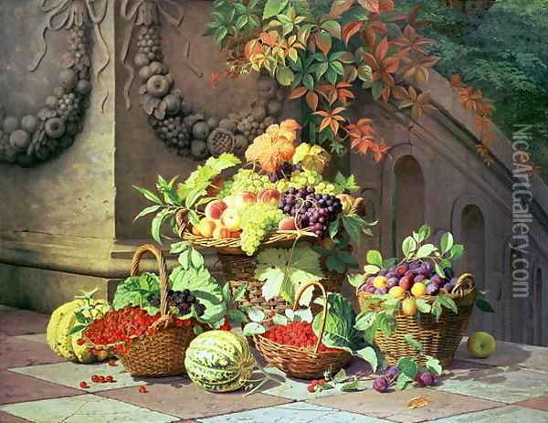 Baskets of Summer Fruits Oil Painting - William Hammer