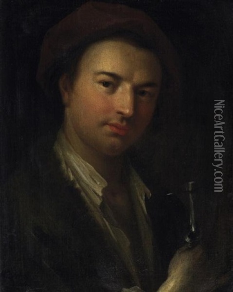 Bildnis Eines Jungen Mannes Mit Weinglas Oil Painting - Johann (Jan) Kupetzki