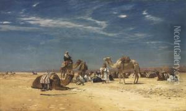 Rast In Der Araba (petraisches Arabien) Oil Painting - Eugen Felix Prosper Bracht