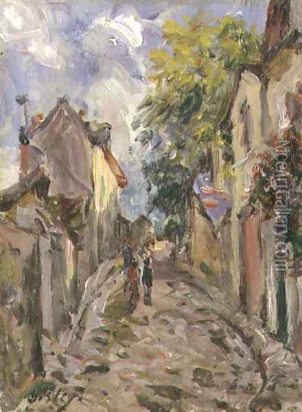 Village Street Scene Oil Painting - Alfred Sisley
