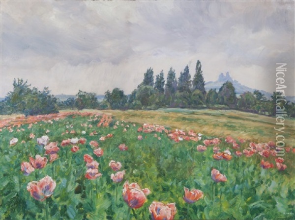 Spring Under Trosky Oil Painting - Frantisek Kavan