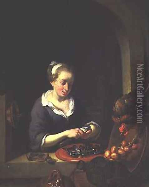 The Kitchenmaid Oil Painting - Louis de Moni