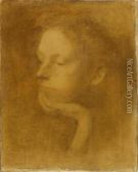Portrait De Jeune Femme Oil Painting - Eugene Carriere