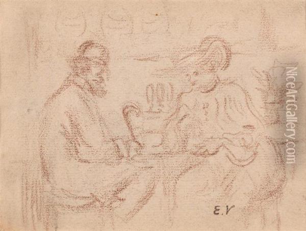 La Conversation Oil Painting - Jean-Edouard Vuillard