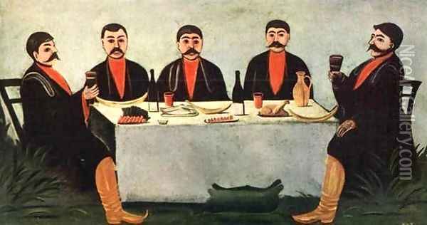The Feast of Five Princes 1906 Oil Painting - Niko Pirosmanashvili