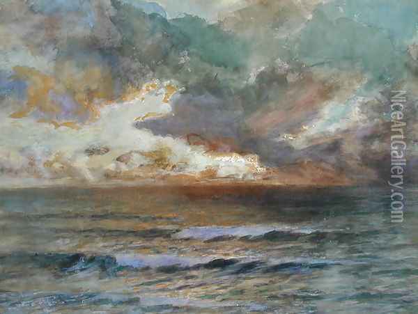 Sunset at Seascale Oil Painting - Joseph Arthur Palliser Severn