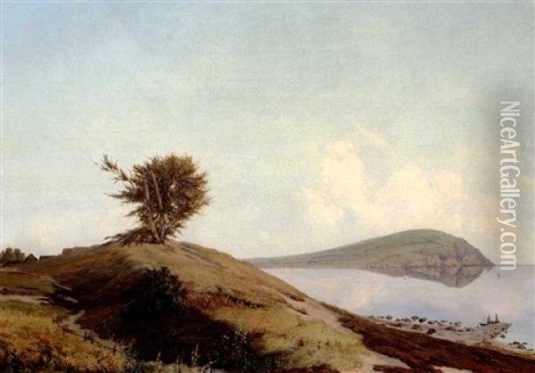 Skank Landskab Med Udsigt Mod Kullen Oil Painting - Ludwig Heinrich Theodor (Louis) Gurlitt