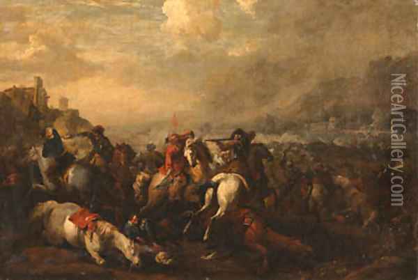 A cavalry battle 2 Oil Painting - Francesco Simonini