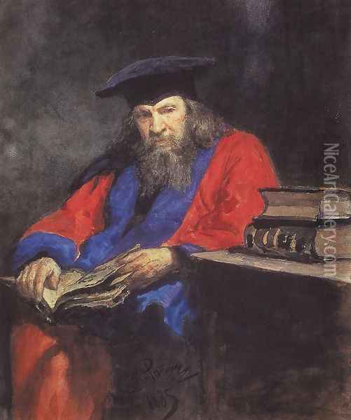Portrait of Mendeleev Oil Painting - Ilya Efimovich Efimovich Repin