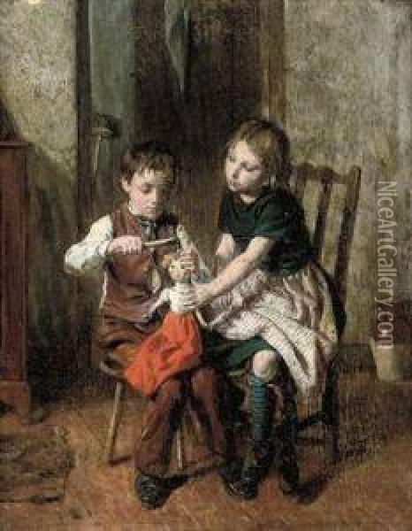 The Culprit Who Stole The Spoon; And Good As New Oil Painting - William Hemsley