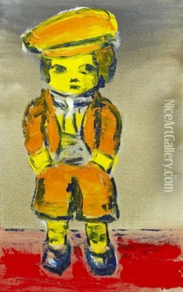 Pojke I Hatt Oil Painting - Gunnar Loeberg