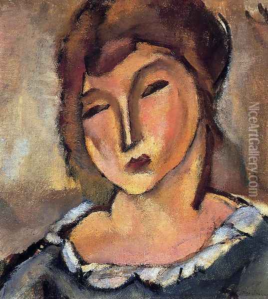 Head of a Young Woman Oil Painting - Jules Pascin