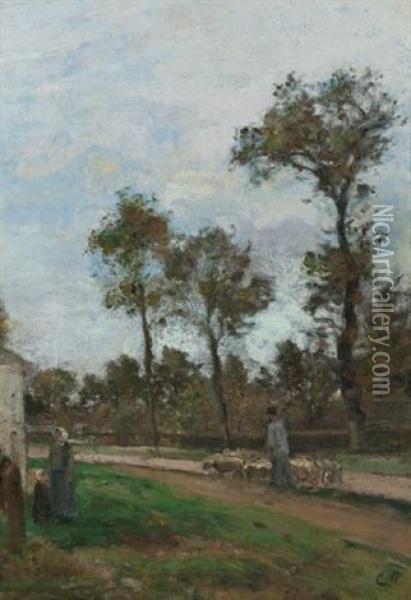Route A Louveciennes Oil Painting - Camille Pissarro