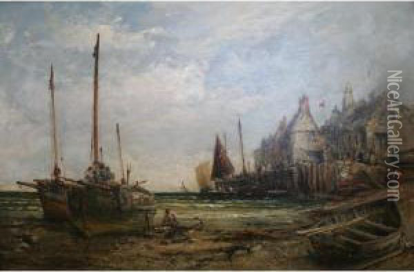 Cornish Fishing Village Oil Painting - William Edward Webb