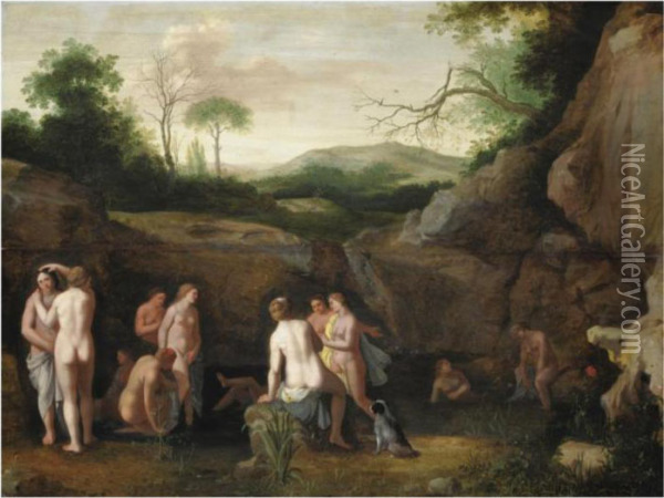 Il Bagno Di Diana Oil Painting - Cornelis Van Poelenburch