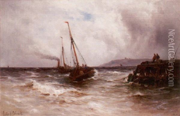Off The Isle Of Wight Oil Painting - Gustave de Breanski