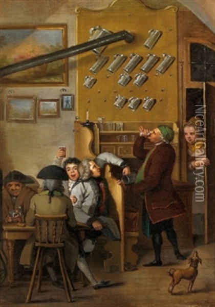 Frohliche Gesellschaft In Einem Wirtshaus Oil Painting - Jan Josef Horemans the Elder