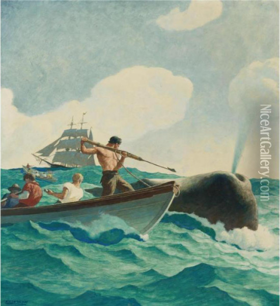 The Story Of Whaling Oil Painting - Newell Convers Wyeth