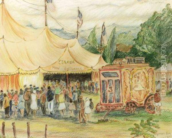 Sells Floto Circus, Salem, Massachusetts Oil Painting - Reynolds Beal