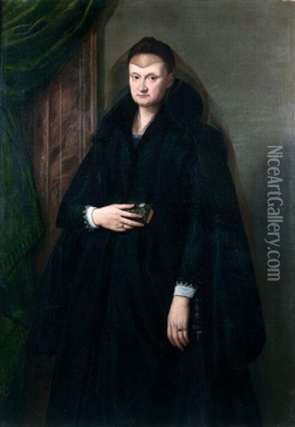 Portrait De Dame En Noir Tenant Un Missel Oil Painting - Santi Di Tito