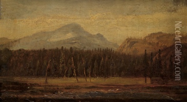 Landscape With A Frontier House Oil Painting - Thomas Hill