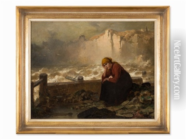 At The Cliffs Of Heligoland Oil Painting - Rudolf Jordan
