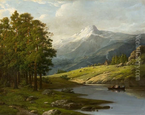 Alpine Idyll Oil Painting - Friedrich Preller the Younger