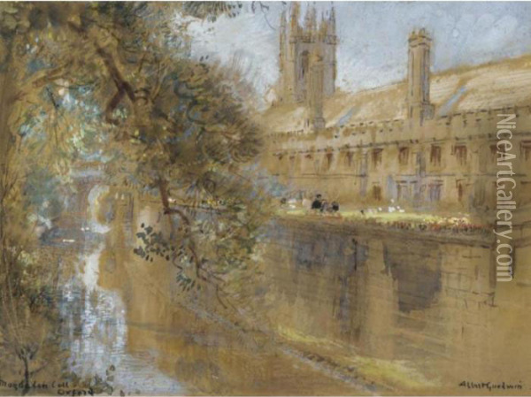 Magdalen College, Oxford Oil Painting - Albert Goodwin