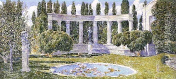 The Josiah Bartlett Garden, Amagansett Oil Painting - Childe Hassam