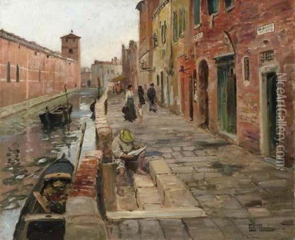 Venice
 With Signature 'fritz Thaulow.' (lower Right) Oil Painting - Fritz Thaulow