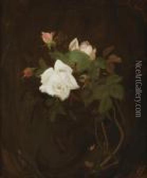 Cream And Pink Roses Oil Painting - James Stuart Park