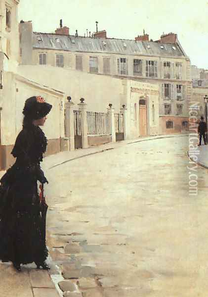Waiting, Rue de Chateaubriand, Paris Oil Painting - Jean-Georges Beraud