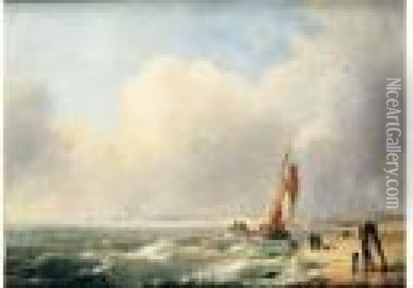 Marine Par Temps Calme Oil Painting - Louis Verboeckhoven