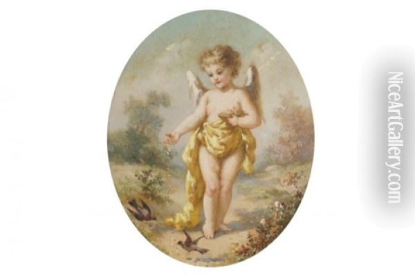 Angel Fleeing Doves Oil Painting - Sir Edwin Landseer Lutyens