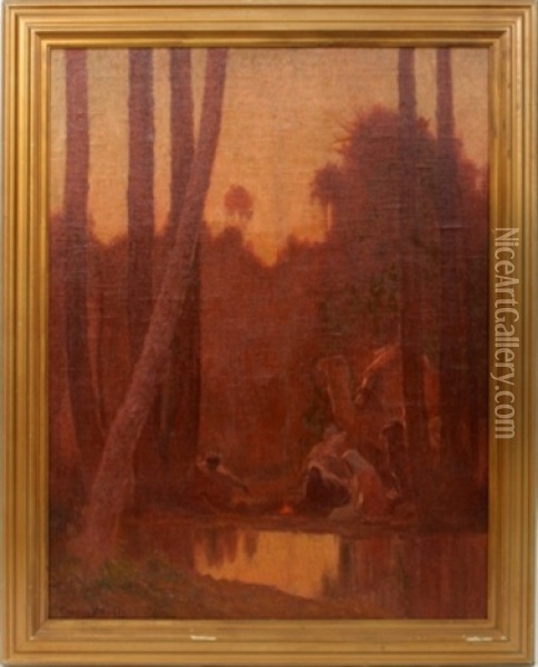 Arabs Resting By A Pond Oil Painting - Gordon Coutts