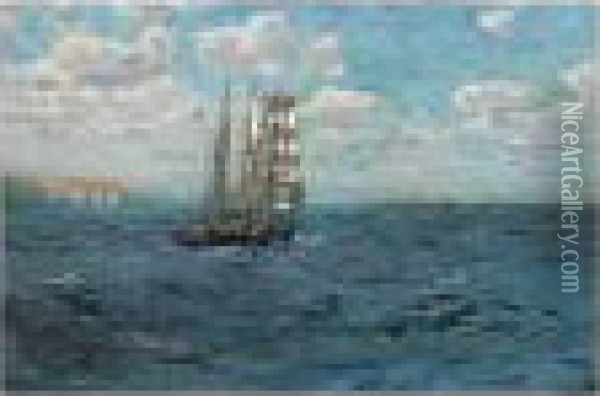 Barquentine Making Down The Channel Oil Painting - Arthur John Trevor Briscoe