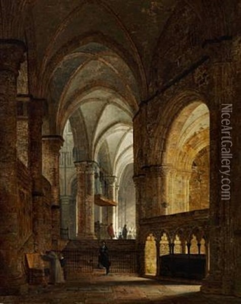 Parti Ved Den Sorte Prindses Monument I Cathedralen I Canterbury Oil Painting - Heinrich Hansen