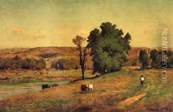 Landscape With Figure Oil Painting - George Inness
