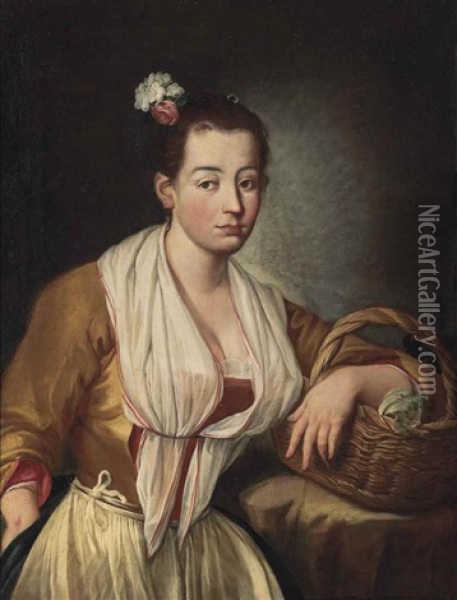A Peasant Girl, With A Basket Oil Painting - Giacomo Ceruti