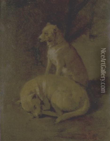 Due Cani Oil Painting - Natale Attanasio