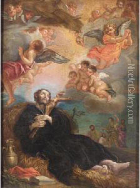 The Death Of Saint Francis Xavier Oil Painting - Giovanni Battista (Baciccio) Gaulli