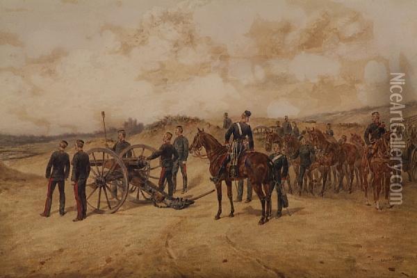 An Artillery Unit On Exercise Oil Painting - Orlando Norie