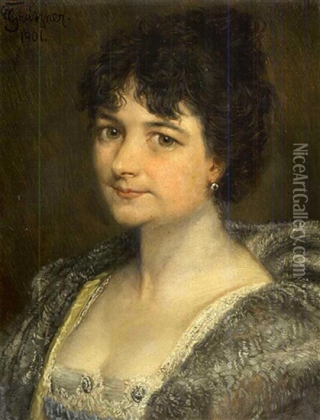 Frau Von Bartolf Oil Painting - Eduard von Gruetzner