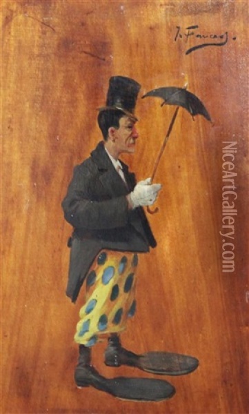 Auguste Au Parapluie Oil Painting - Joseph B.B. Faverot