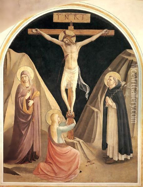 Crucifixion with Mary and St. Dominic and Maria Magdalena Oil Painting - Angelico Fra