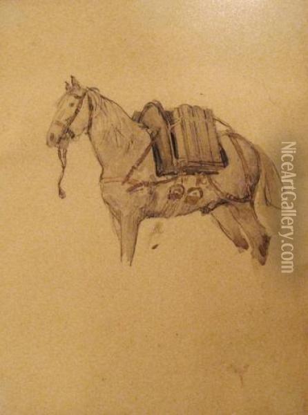 Horse Oil Painting - Auguste-Francois Gorguet