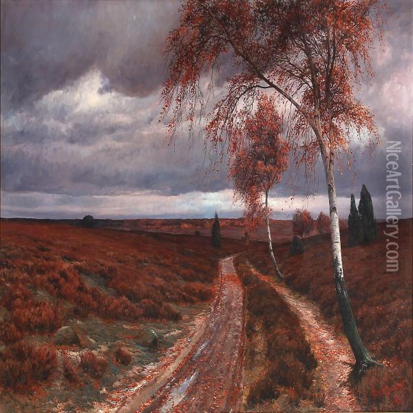 Moor Landscape On A Dark Autumn Day Oil Painting - Richard De Bruycker