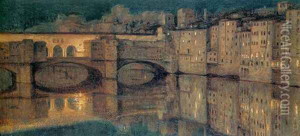 The Ponte Vecchio Oil Painting - William Holman Hunt